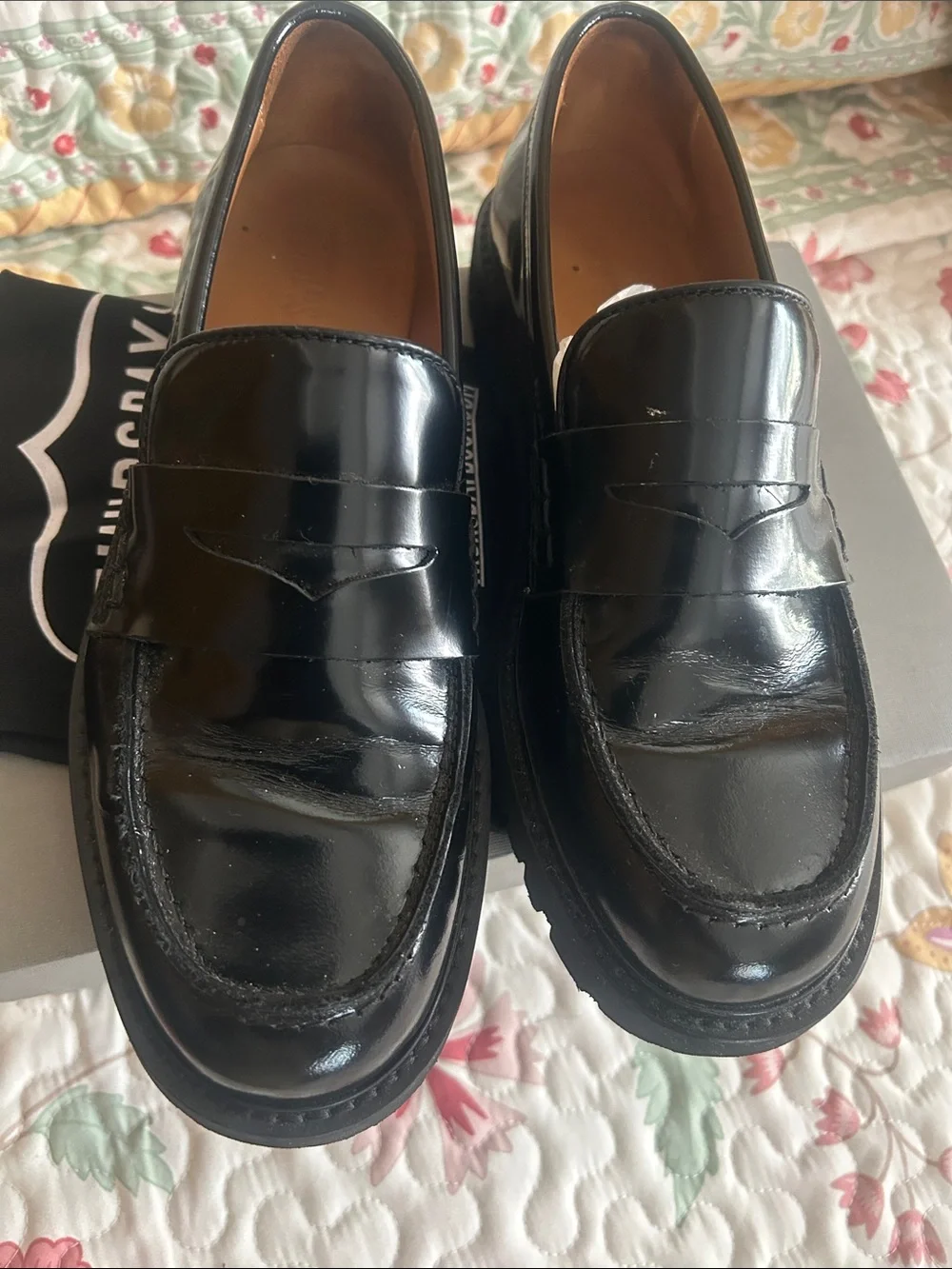 Thursday Boot Company Glossy Black Penny Loafers